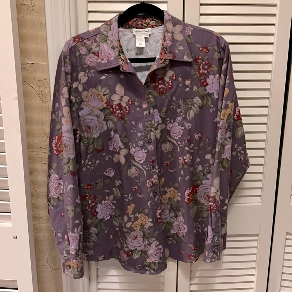 Coldwater Creek purple button down blouse